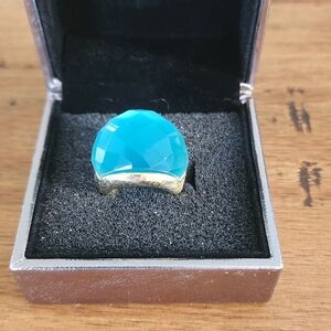 NORDSTROM - Elegant Gold and Aqua Blue Cocktail Ring